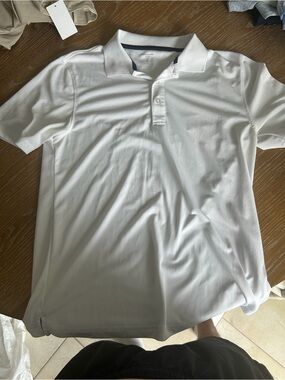 Amazon Essentials Men's White Short-Sleeve Polo